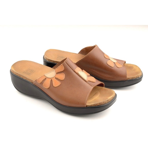 Elena Solano Wedge Sandals Sz 38 / 7.5 US Brown - Picture 5 of 8